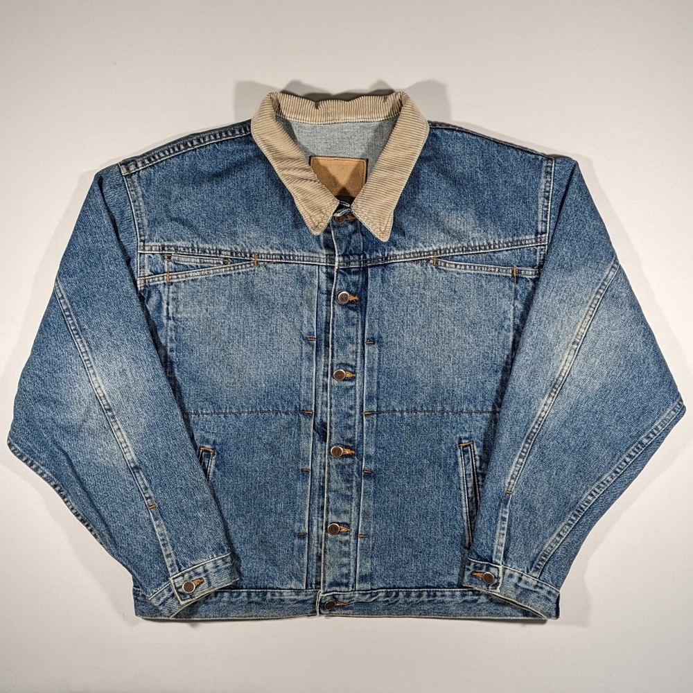 Vintage 1993 Arizona Jeans Denim Trucker Jacket Size Large Made In USA Corduroy